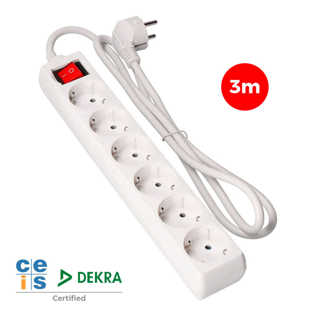 Power Socket – 6 Sockets with Switch EDM 41046 Schuko (3 m)