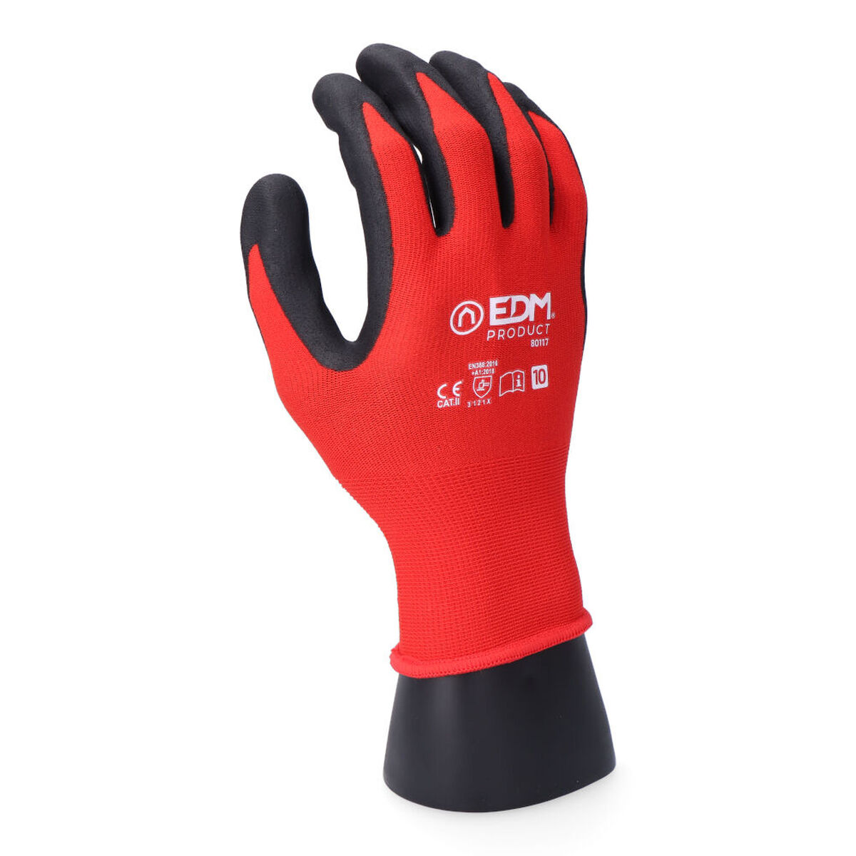 Work Gloves EDM Red Lycra Nitrile Touchpad Industrial