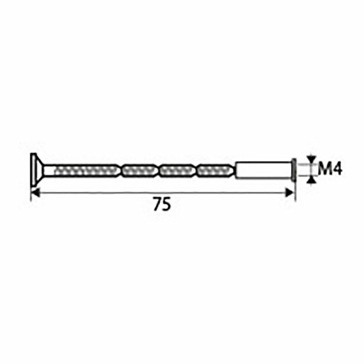 Multi-cut through-bolt EDM 85633 TRN02 Steel M4 x 75 mm (4 Units)