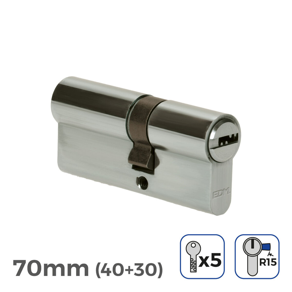 Cylinder EDM r15 European Long camlock Silver nickel (70 mm)