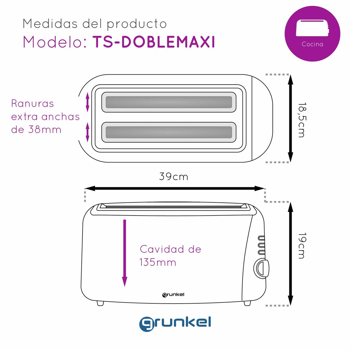 Toaster Grunkel 1400 W Double slot