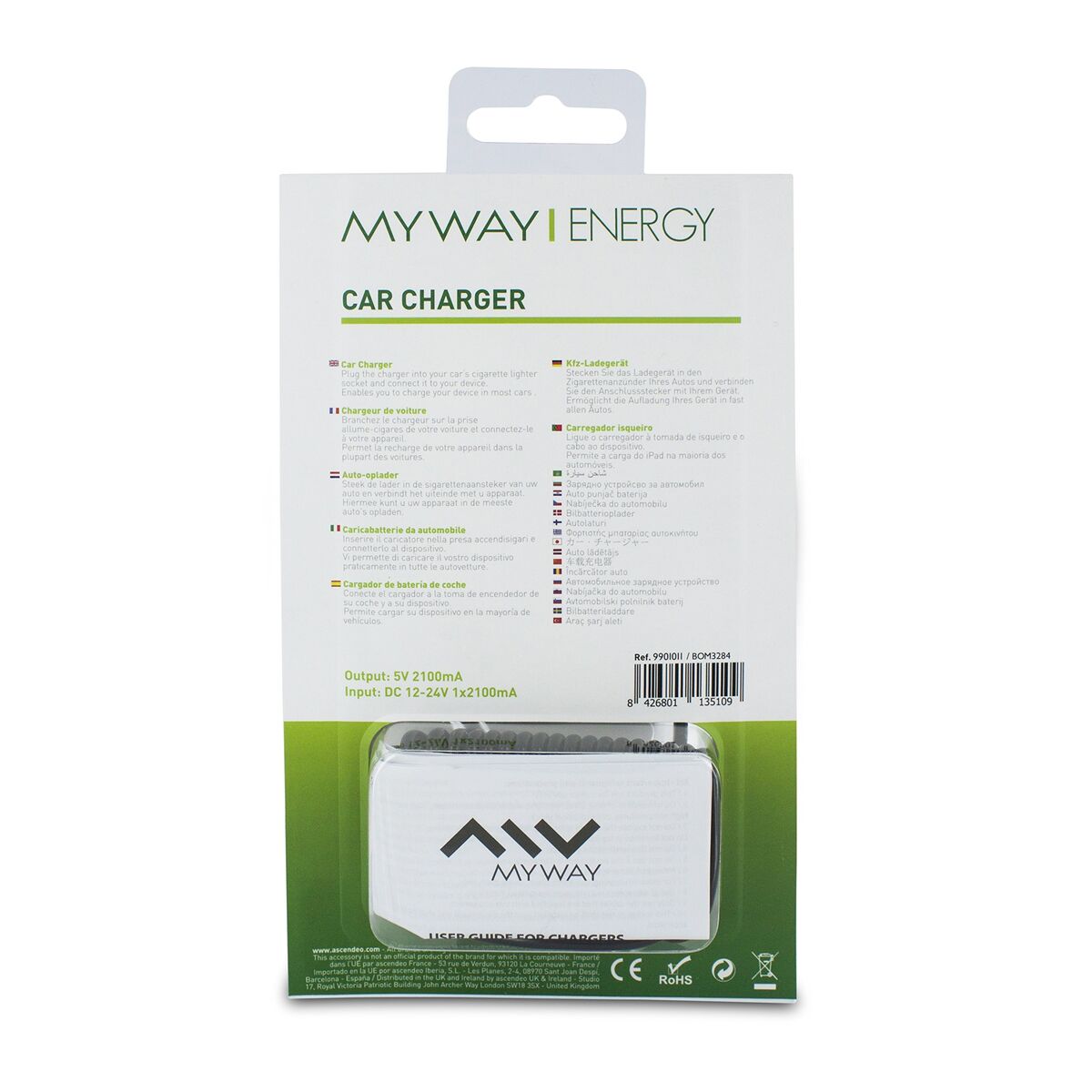 Car Charger Myway Black 10,5 W