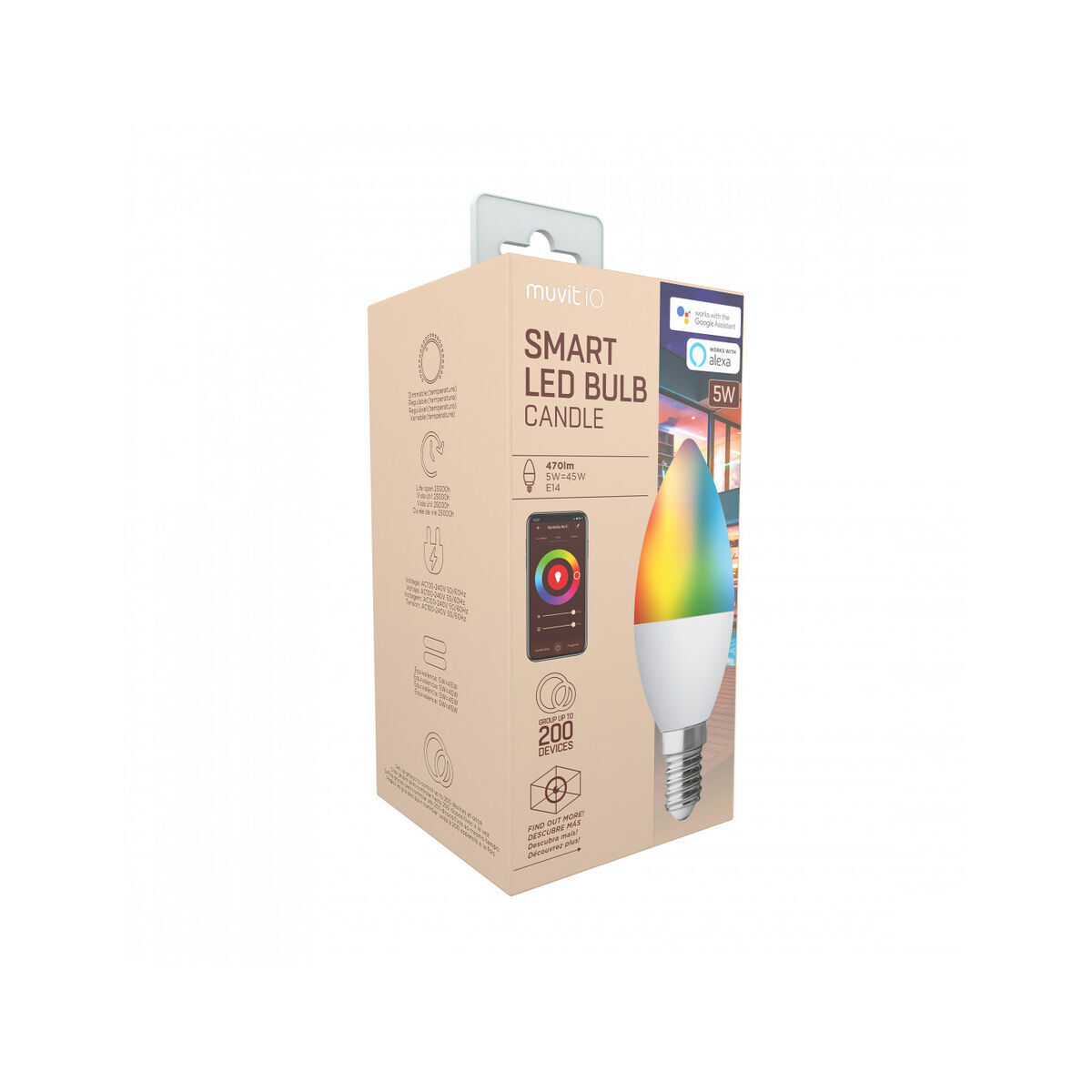 Smart Light bulb Muvit MIOBULB006 White Soft green RGB F 5 W E14 450 lm (2700 K) (6500 K)