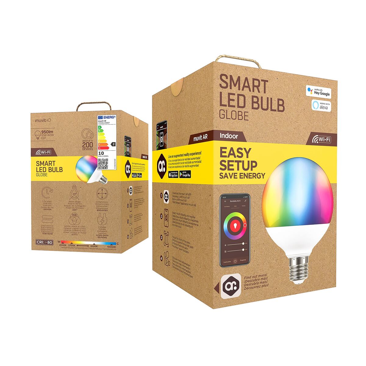 Smart Light bulb Muvit iO 10 W E27 2700 K 6500 K 950 Lm Wi-Fi LED