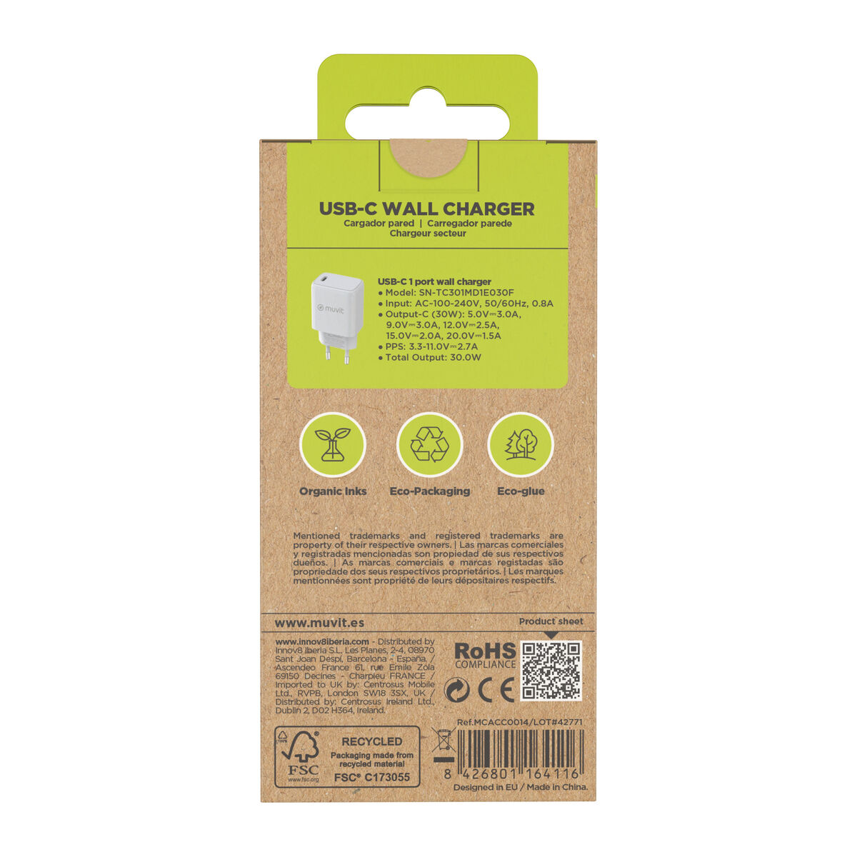 Wall Charger Muvit MCACC0014 White 30 W