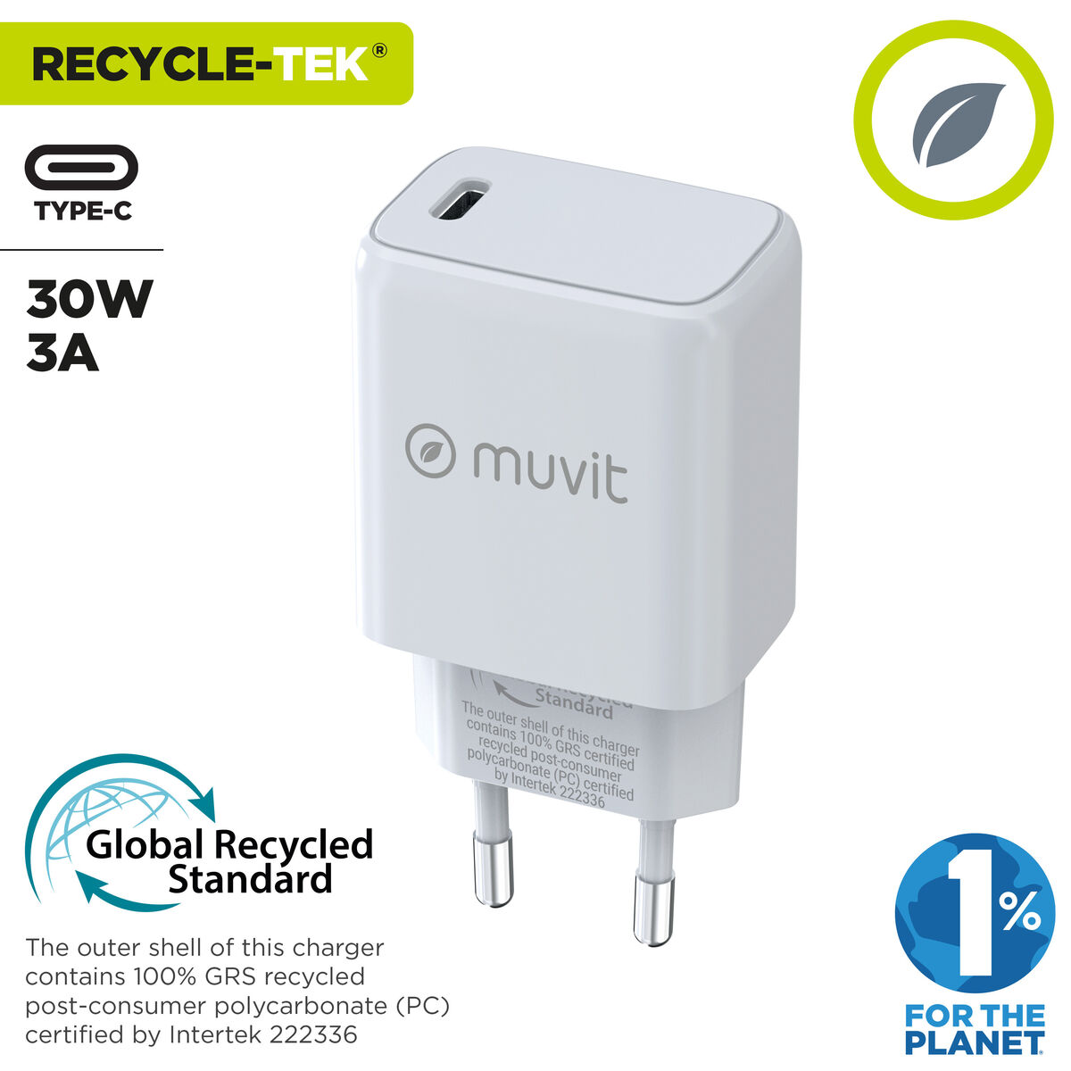 Wall Charger Muvit MCACC0014 White 30 W