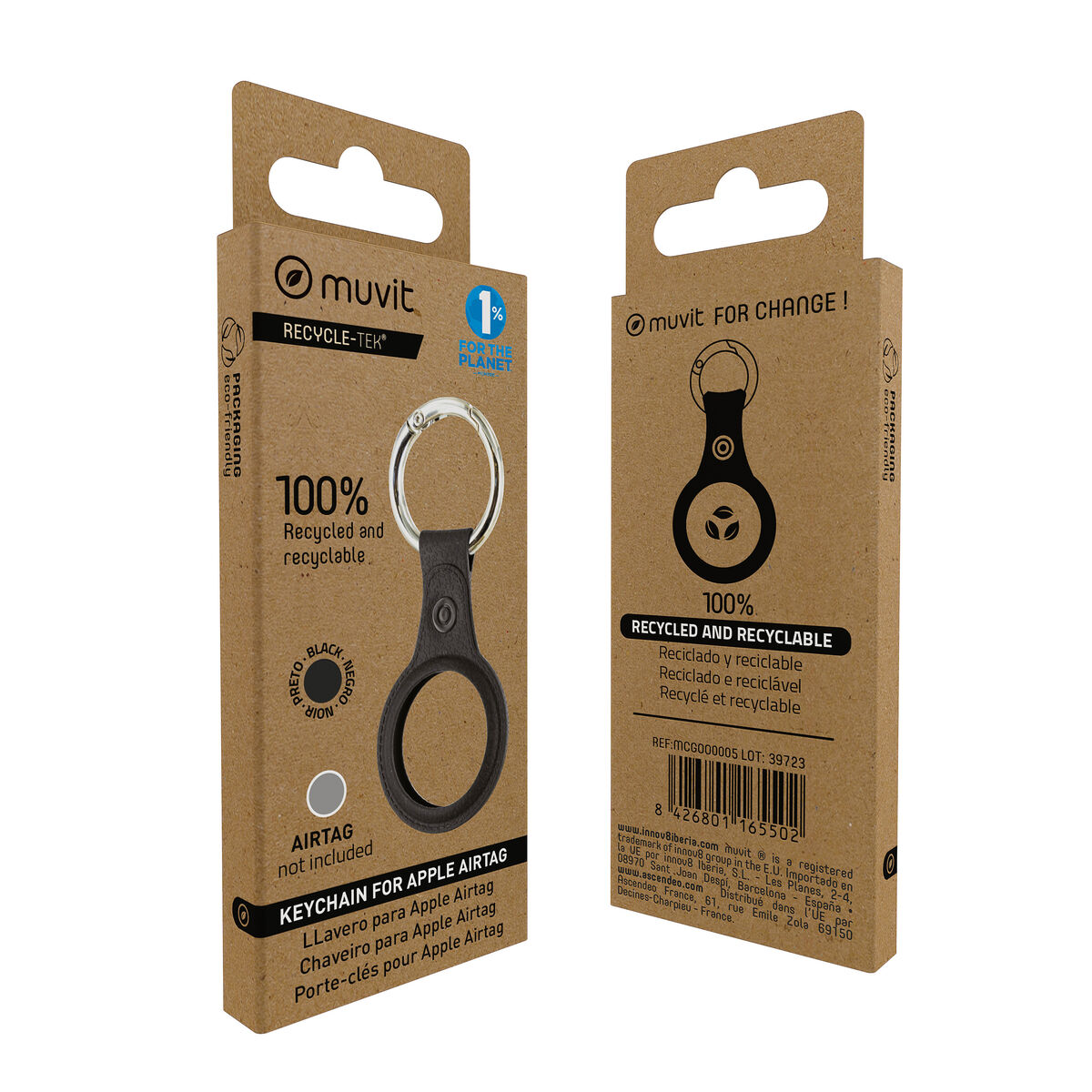 Keychain Muvit for Change Black Case AirTag