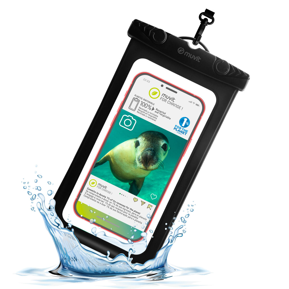 Waterproof case Muvit for Change Black Universal 6,5″ (6,5″)