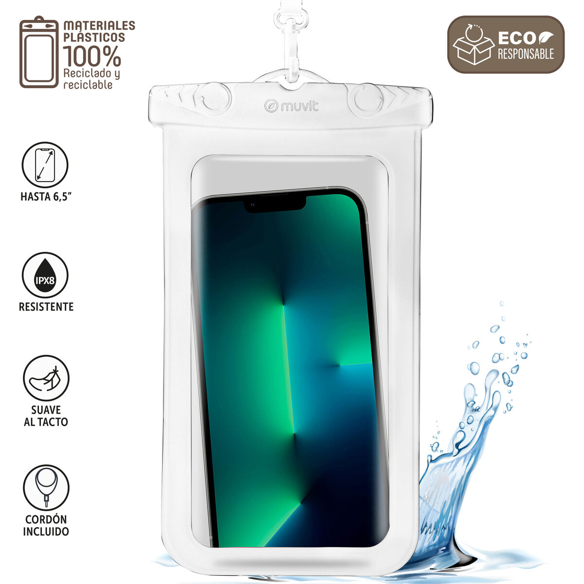 Waterproof case Muvit for Change White Universal 6,5″ (6,5″)