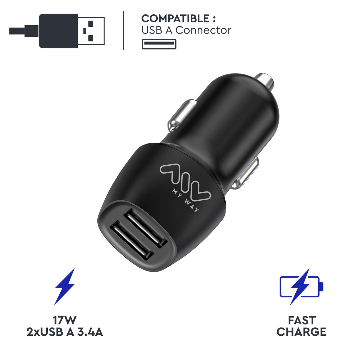 Car Charger Myway Black 15 W