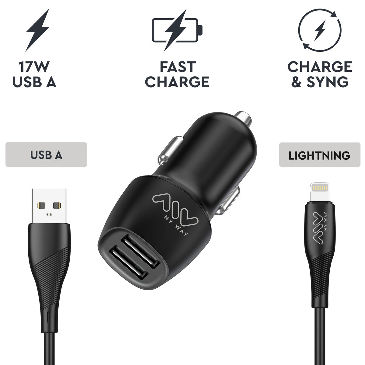 Car Charger Myway Black