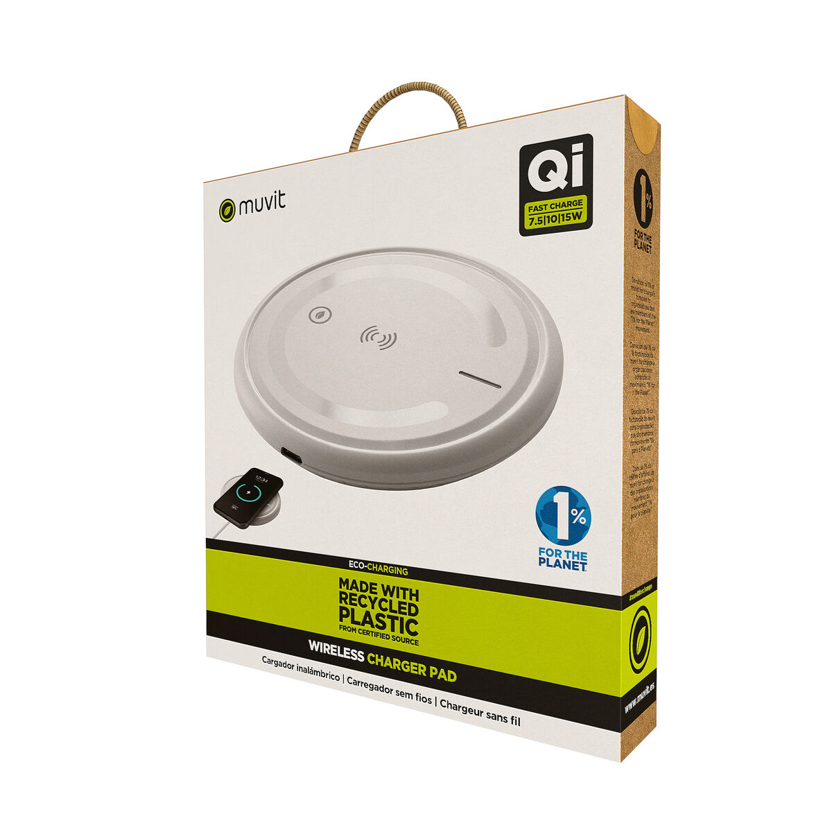 Cordless Charger Muvit for Change W114-R WHITE White