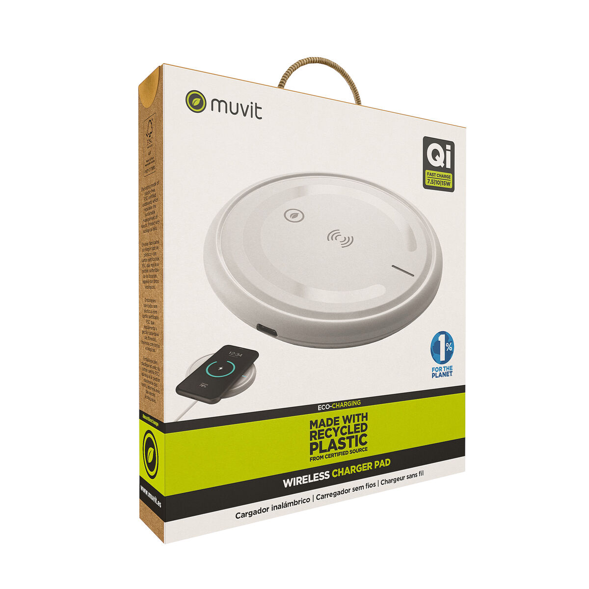 Cordless Charger Muvit for Change W114-R WHITE White