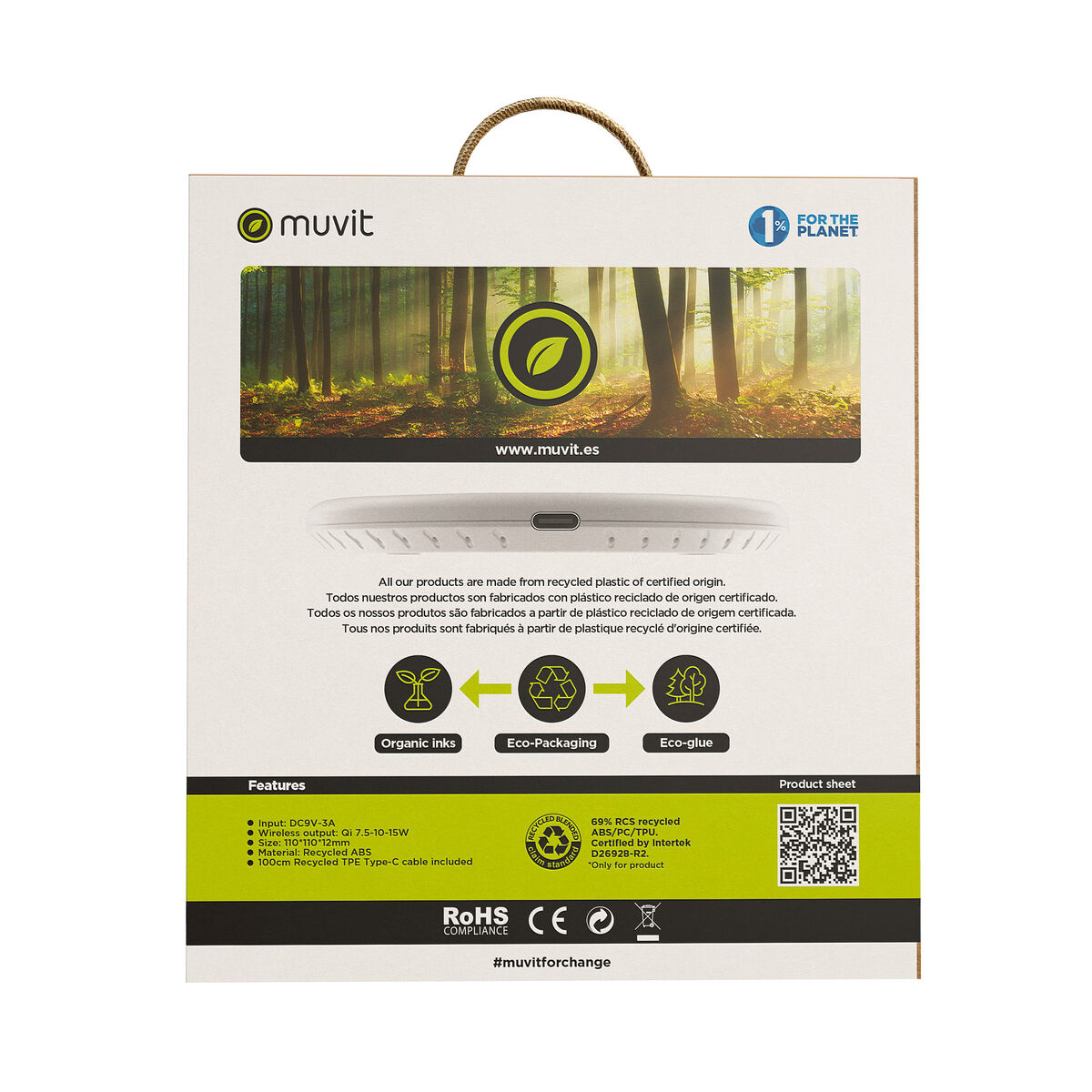 Cordless Charger Muvit for Change W114-R WHITE White