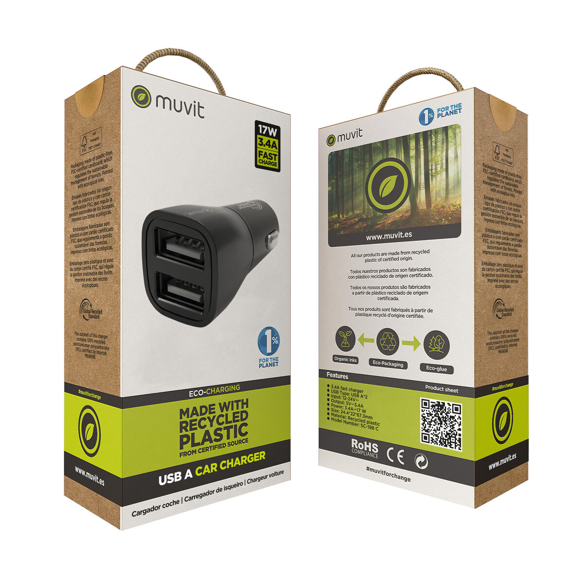 Car Charger Muvit for Change Black