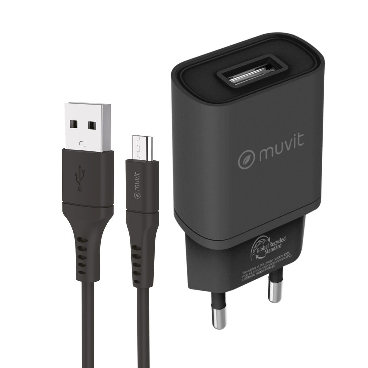 Wall Charger Muvit for Change Black 12 W (2 Units)