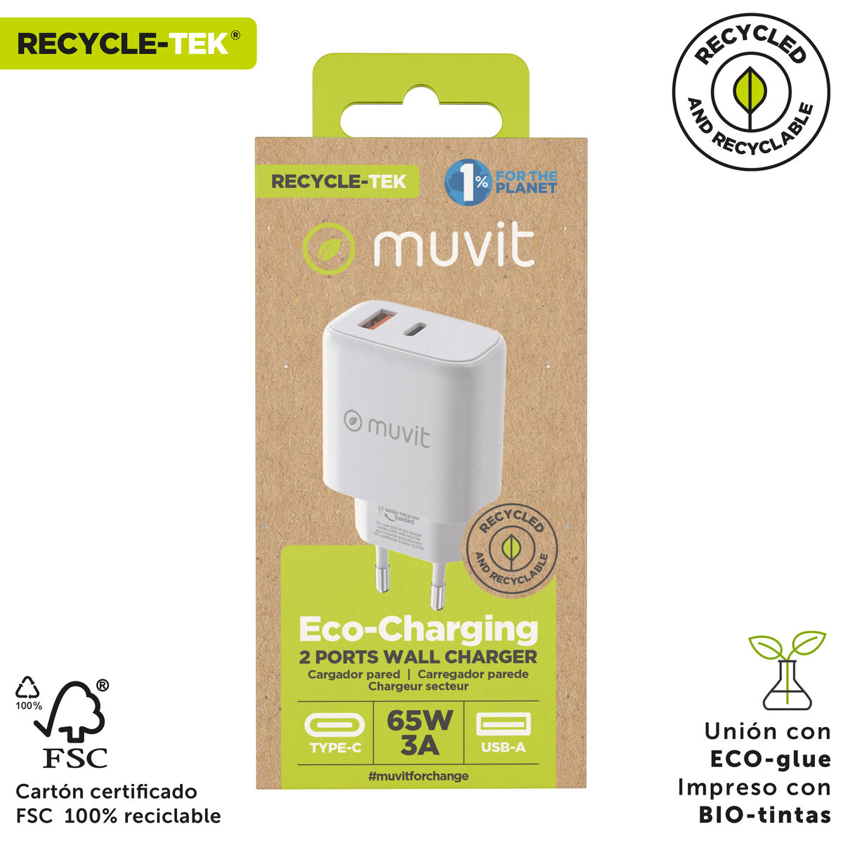 Wall Charger Muvit for Change MCD320 White 18 W