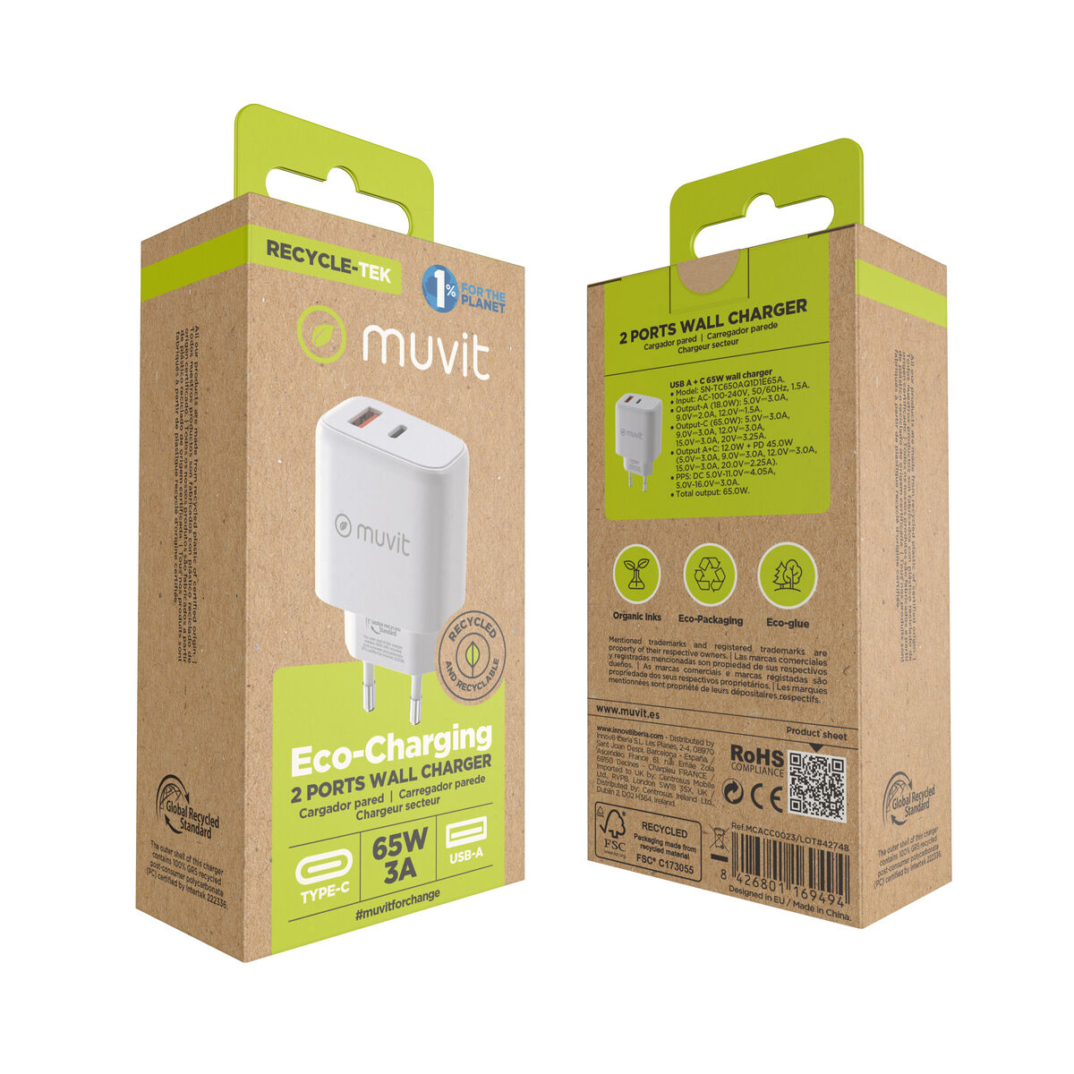 Wall Charger Muvit for Change MCD320 White 18 W