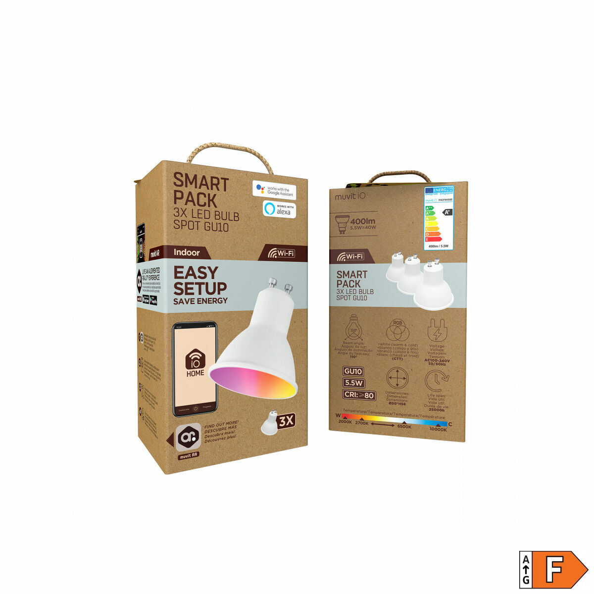 Smart Light bulb Muvit iO Pack 3 5,5 W GU10 400 lm Wi-Fi LED 2700 K 6500 K