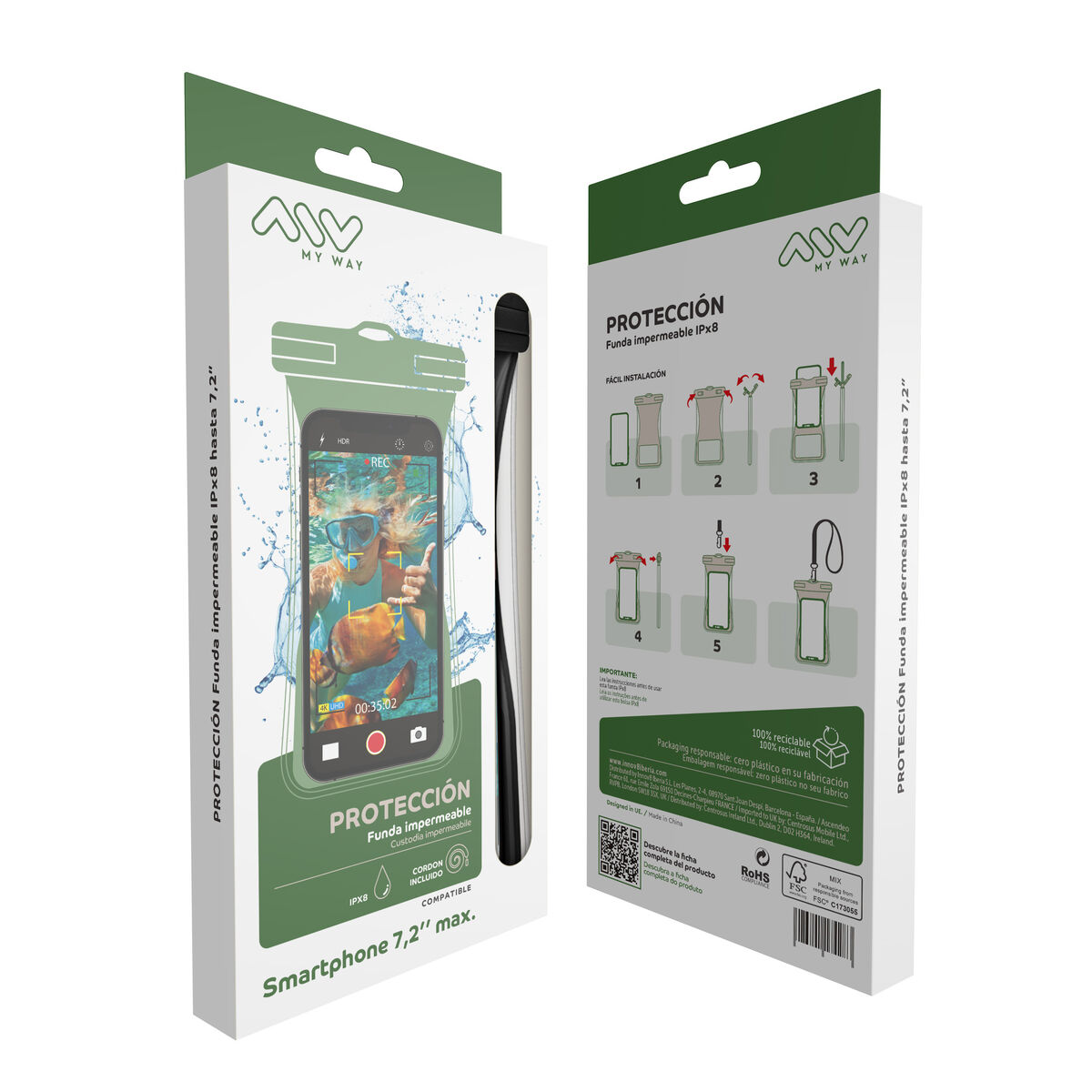 Waterproof case Myway Floating Black Universal 7,2″ (7″)