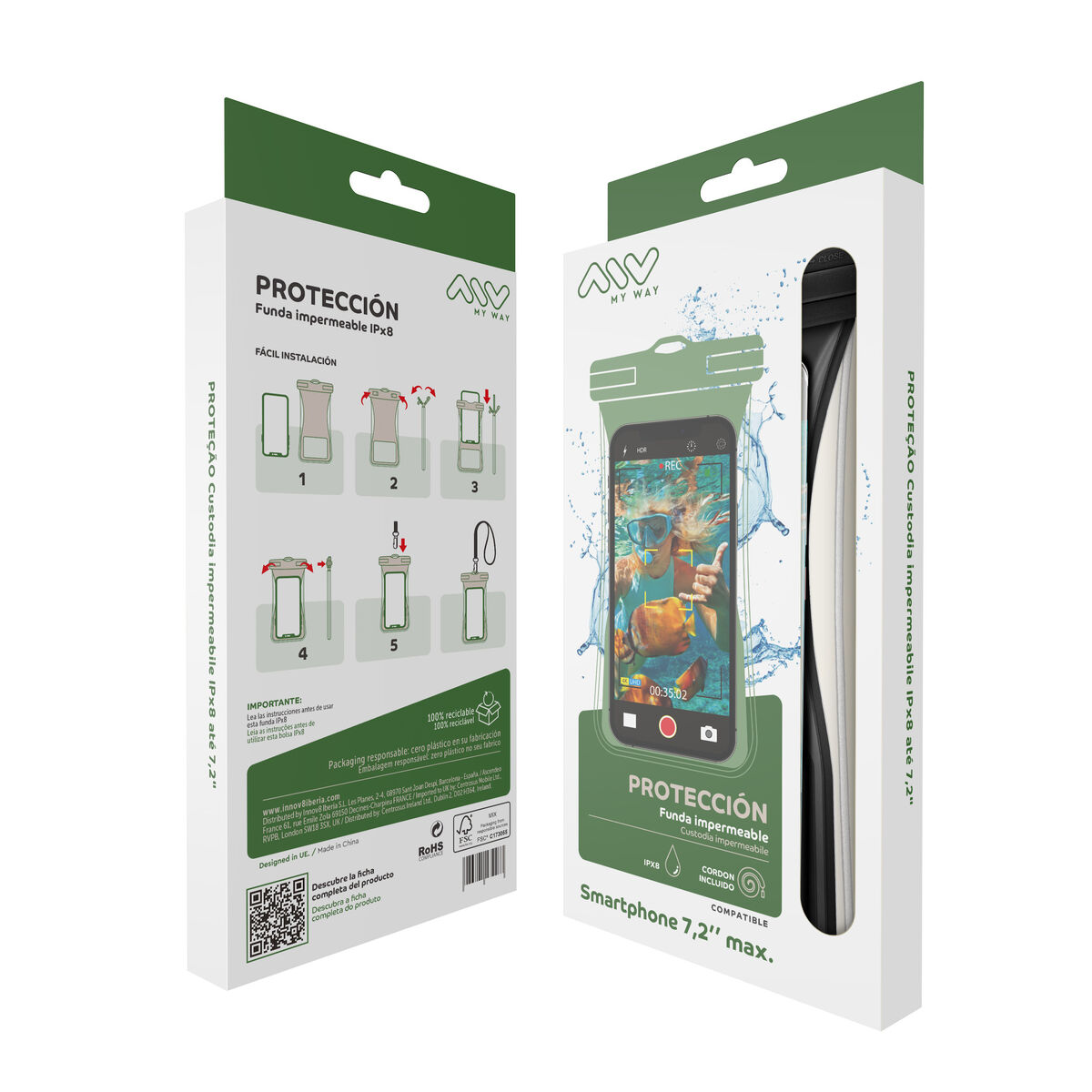 Waterproof case Myway Floating Black Universal 7,2″ (7″)