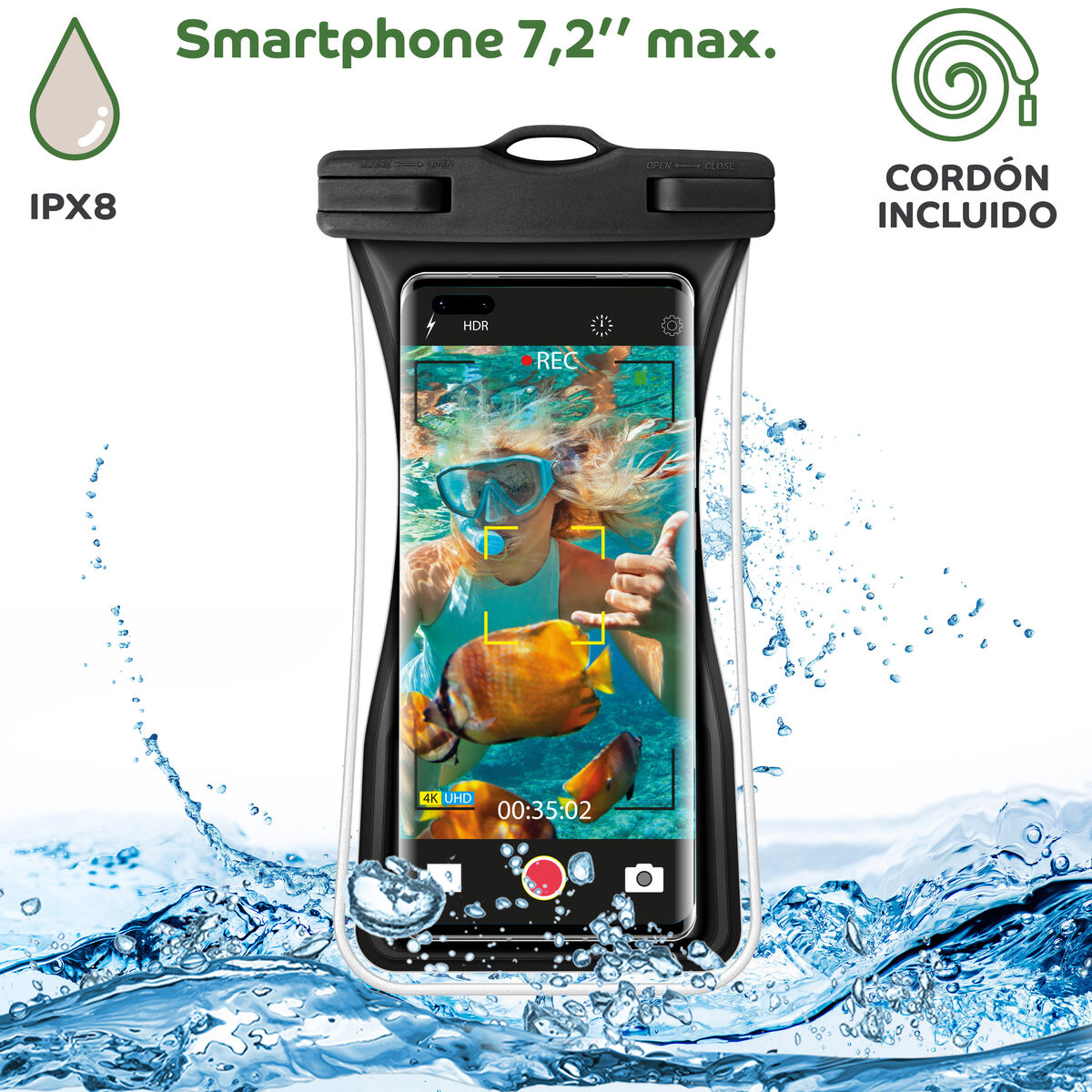 Waterproof case Myway Floating Black Universal 7,2″ (7″)