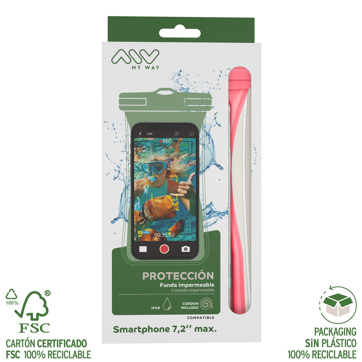 Waterproof case Myway Floating Pink Universal 7,2″ (7″)