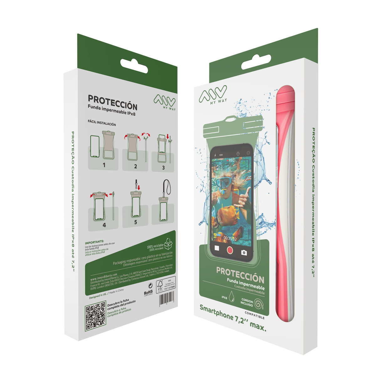 Waterproof case Myway Floating Pink Universal 7,2″ (7″)