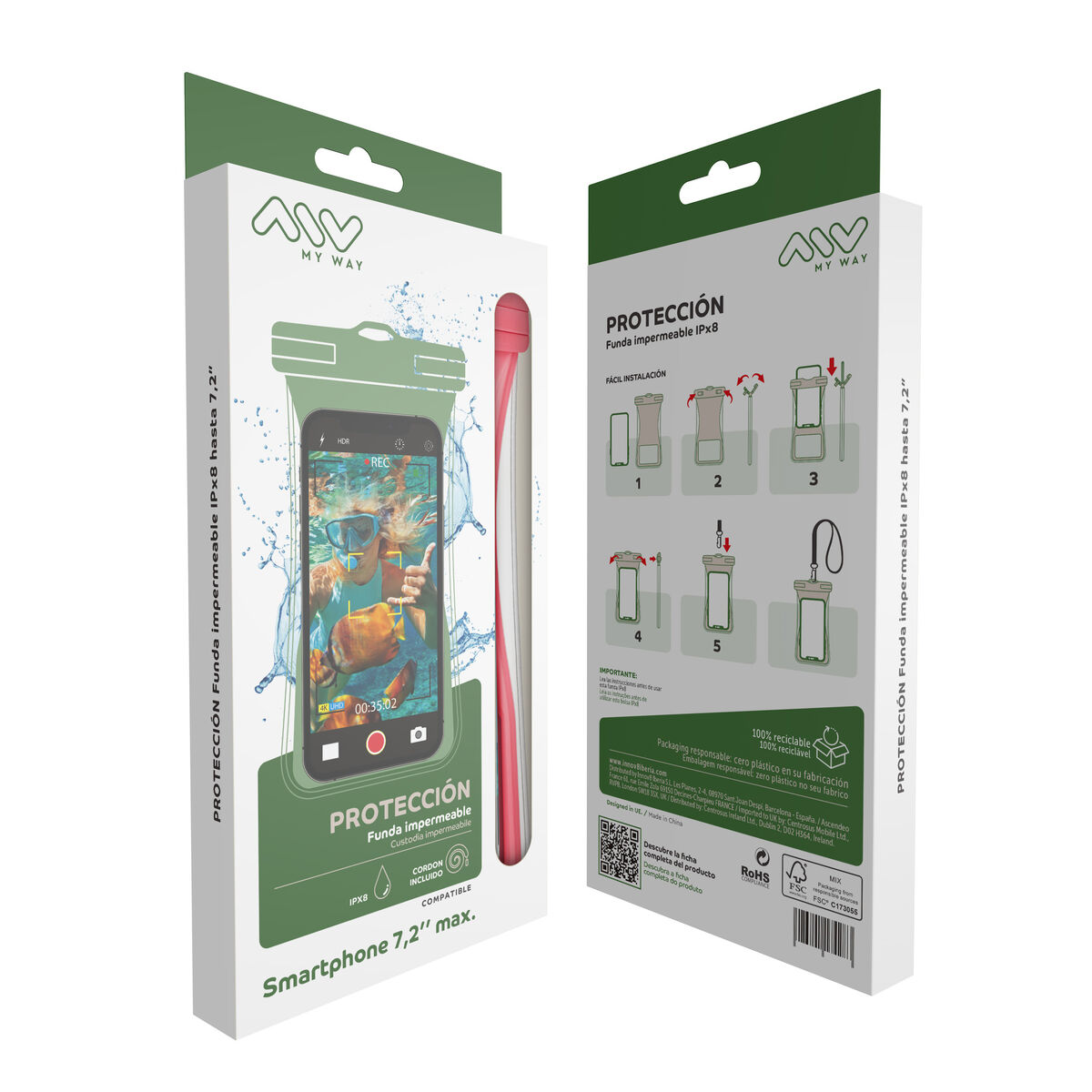 Waterproof case Myway Floating Pink Universal 7,2″ (7″)