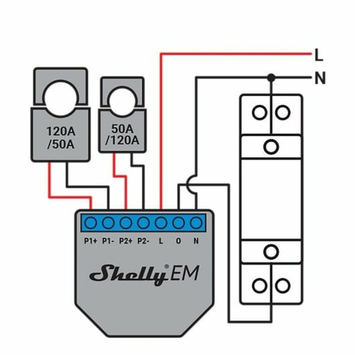 Wi-Fi switch module Shelly SHELLY EM + 50A CLAMP