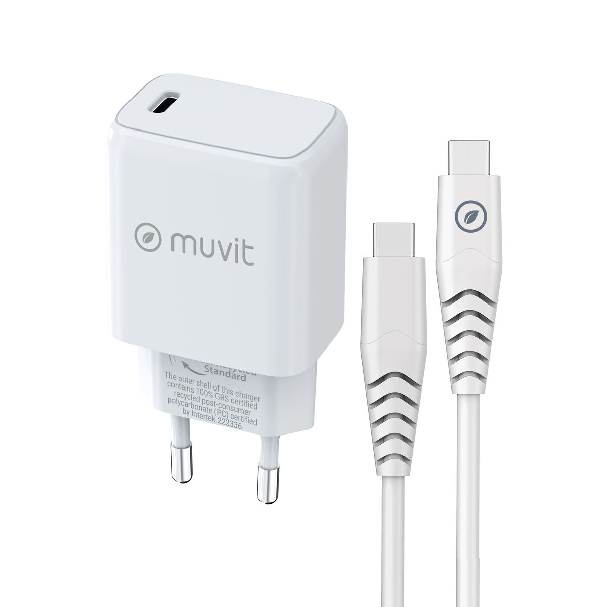 Wall Charger + USB-C Cable Muvit for Change White