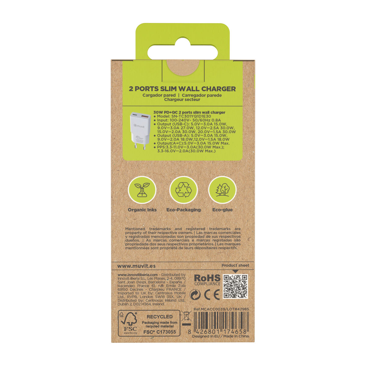 Wall Charger Muvit for Change HC-263 White 18 W 30 W