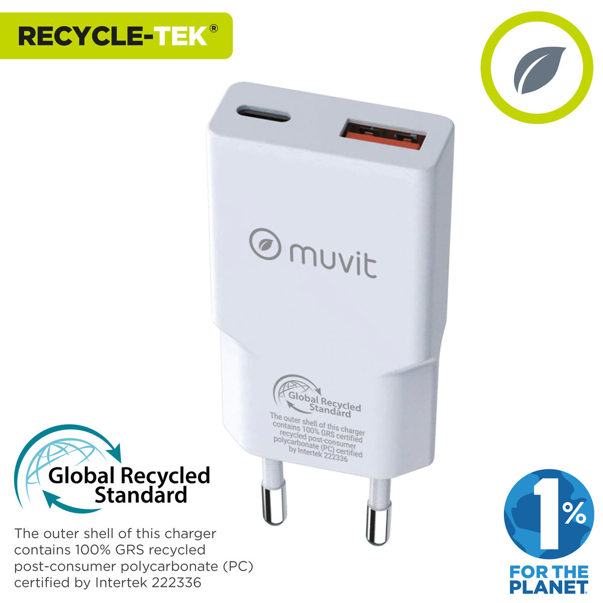 Wall Charger Muvit for Change HC-263 White 18 W 30 W