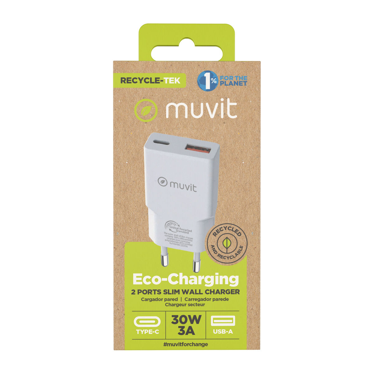 Wall Charger Muvit for Change HC-263 White 18 W 30 W