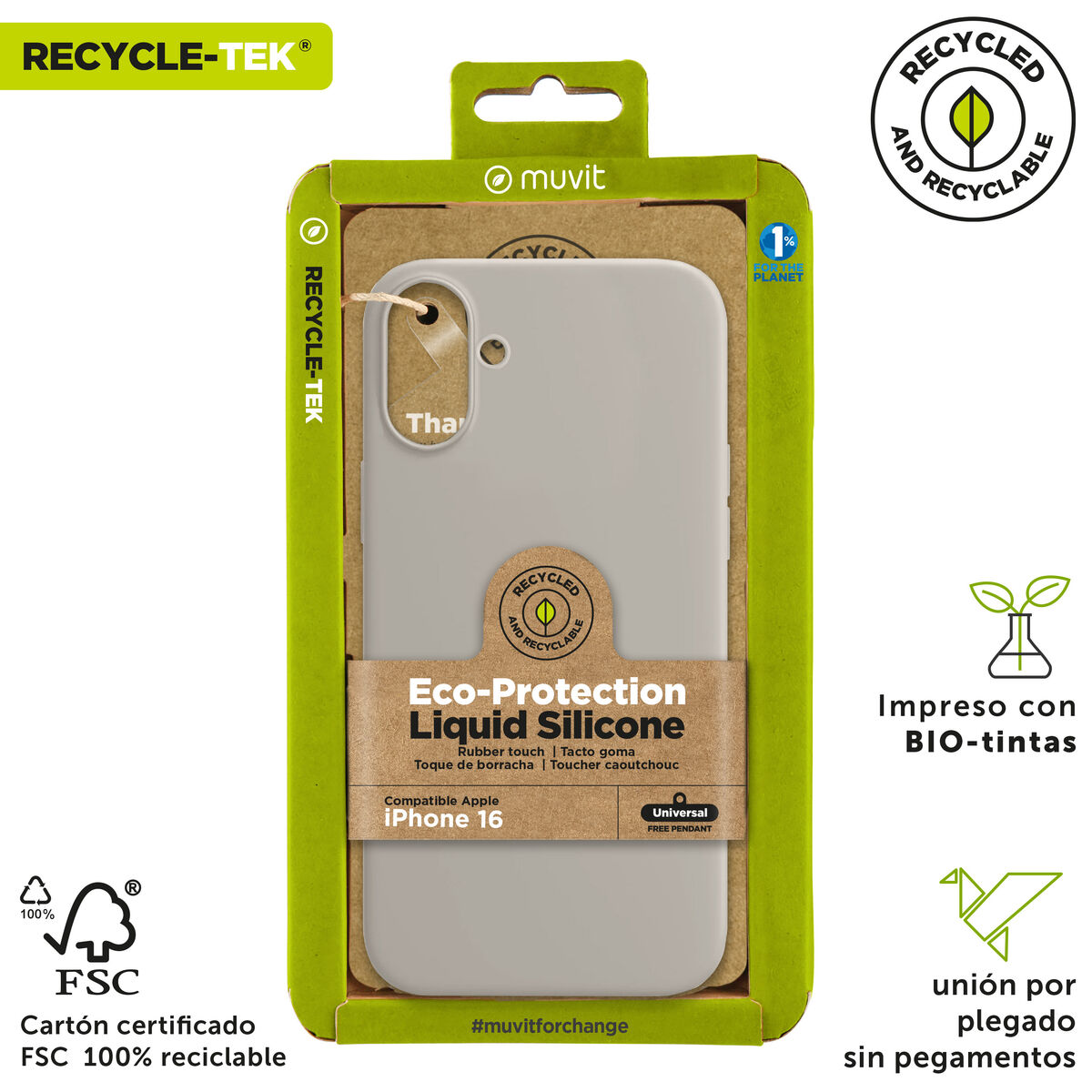 Mobile cover Muvit for Change iPhone 16 Nude