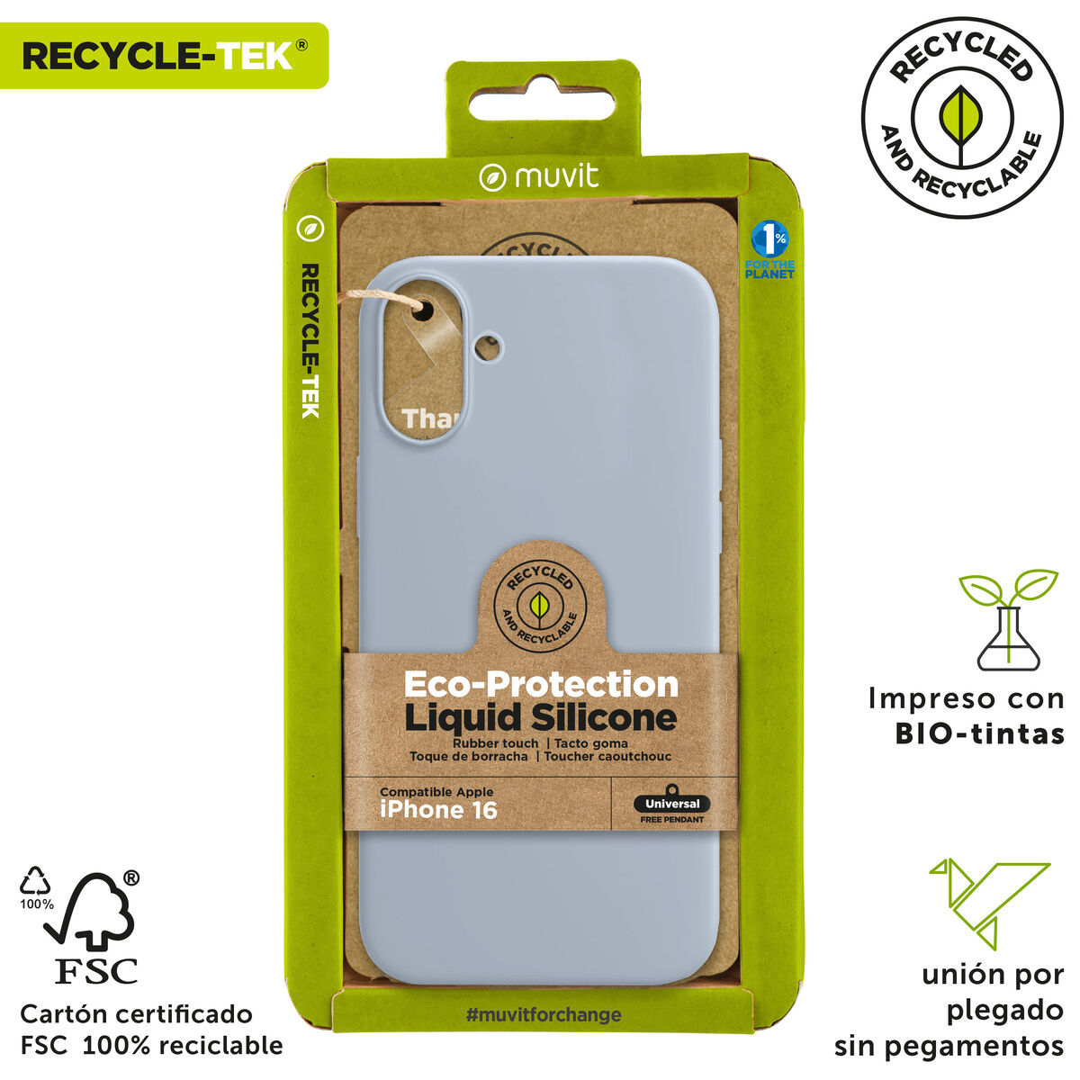 Mobile cover Muvit for Change iPhone 16 Blue