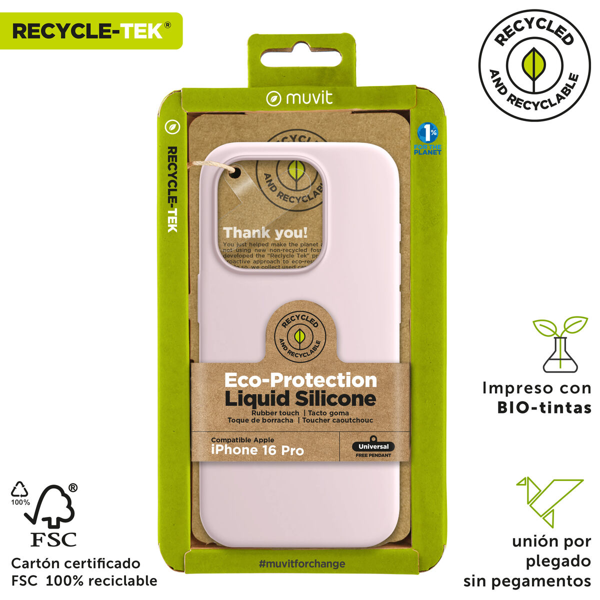 Mobile cover Muvit for Change iPhone 16 Pro Pink