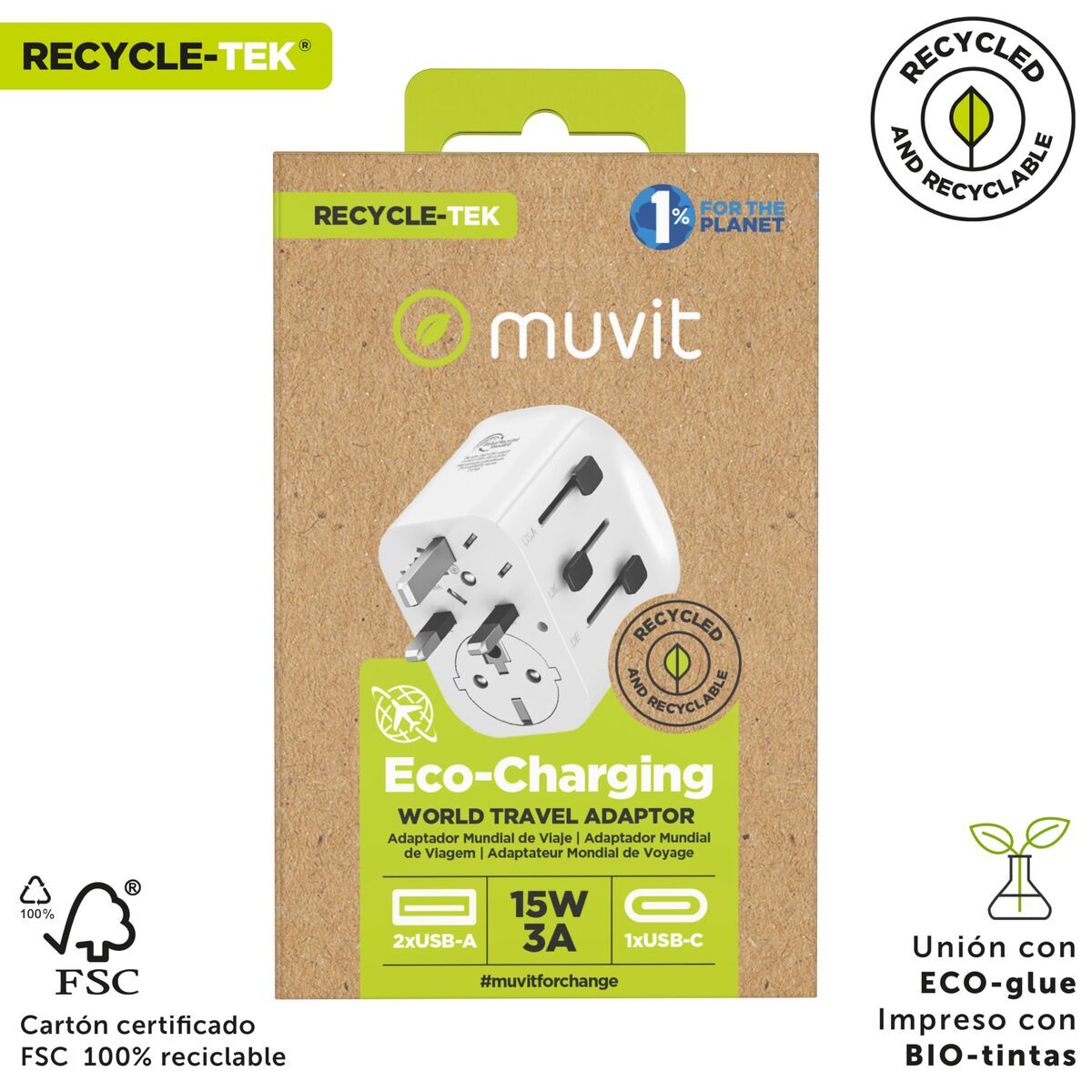 Universal Travel Power Adapter Muvit MCADP0006 White 150 W 15 w