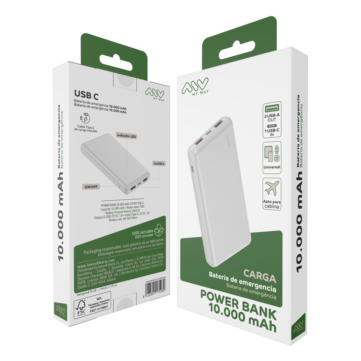Powerbank Myway White 10000 mAh