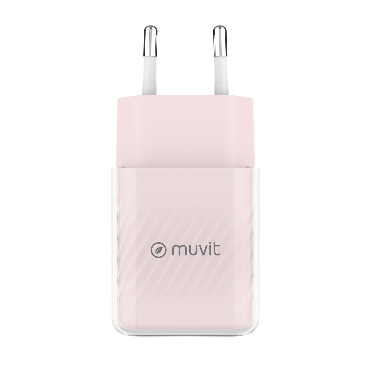 Wall Charger + USB-C Cable Muvit for Change  Glass GaN Pink