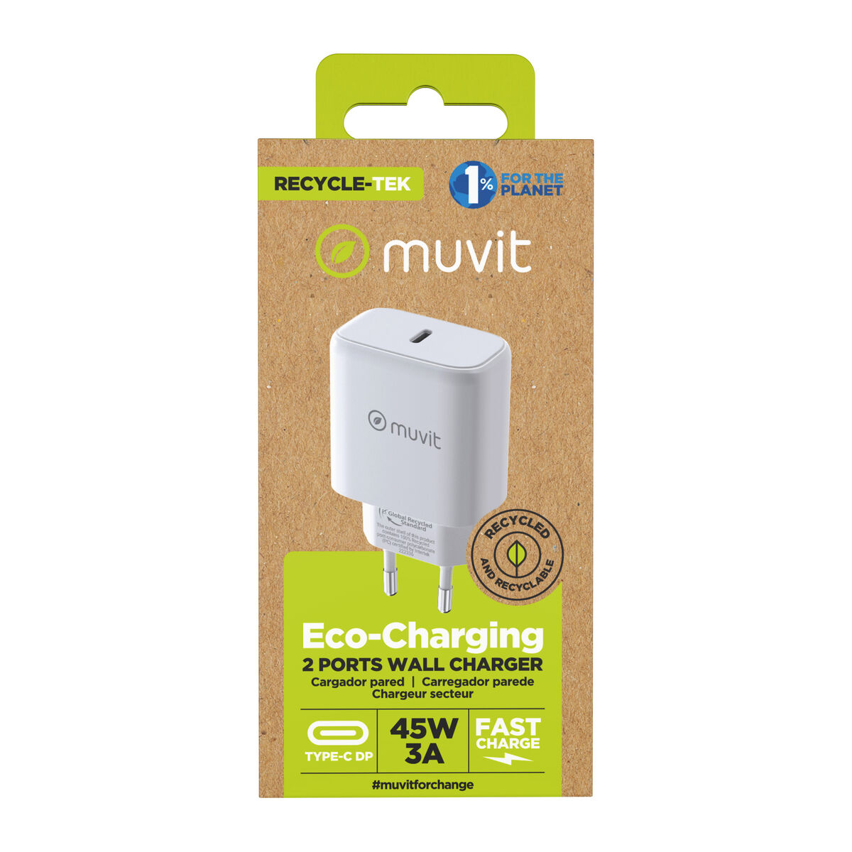 Wall Charger Muvit SN-TC650AD1E45A White 45 W