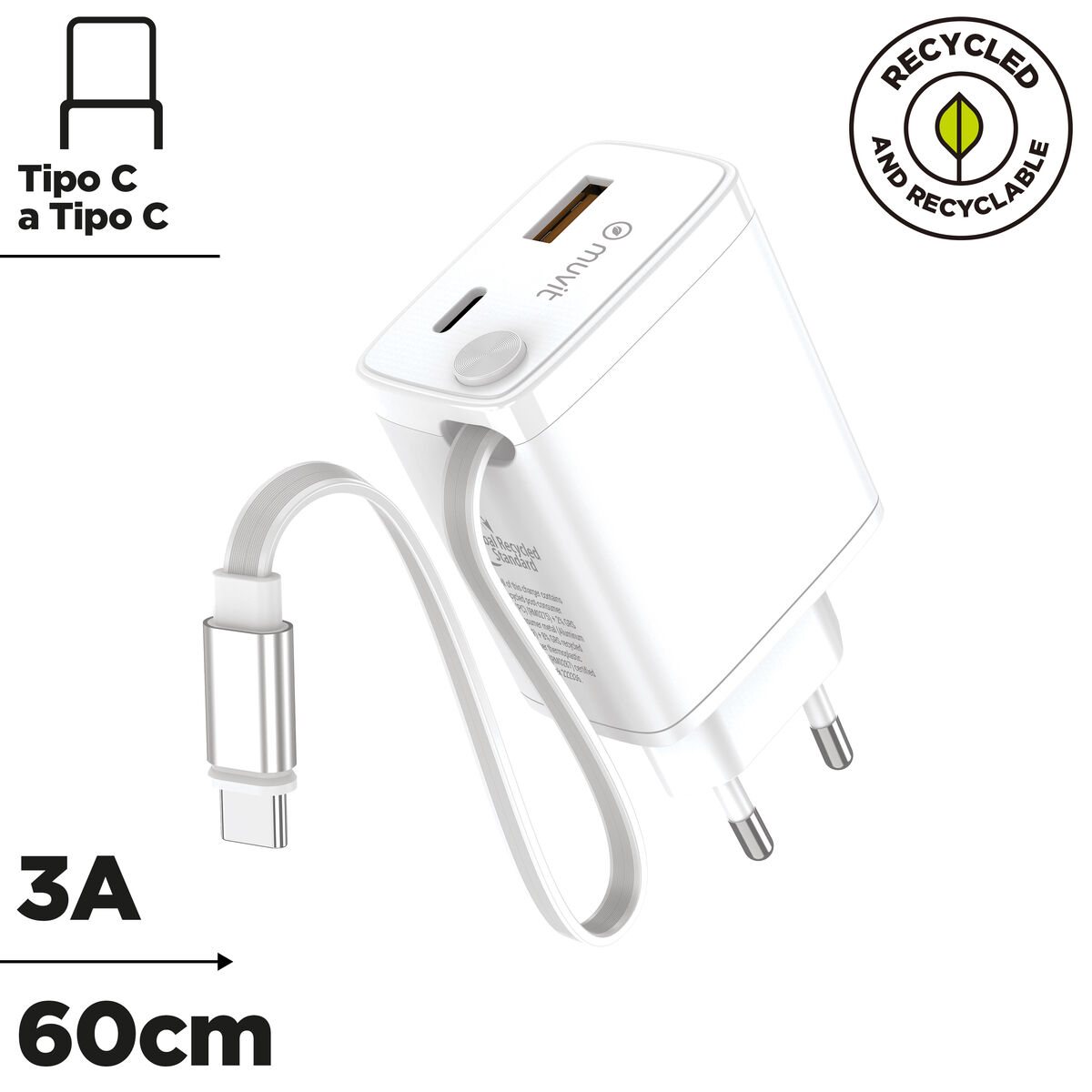 Wall Charger Muvit WCEU63-30-AC2 White 30 W