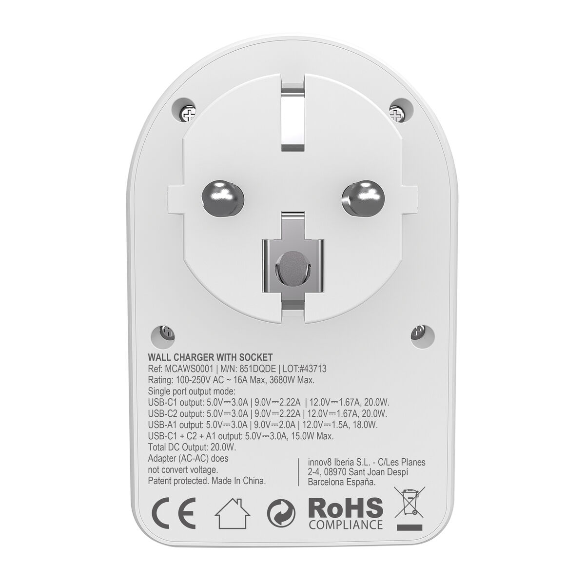 Wall Charger Muvit for Change 851DQ-DE White 20 W