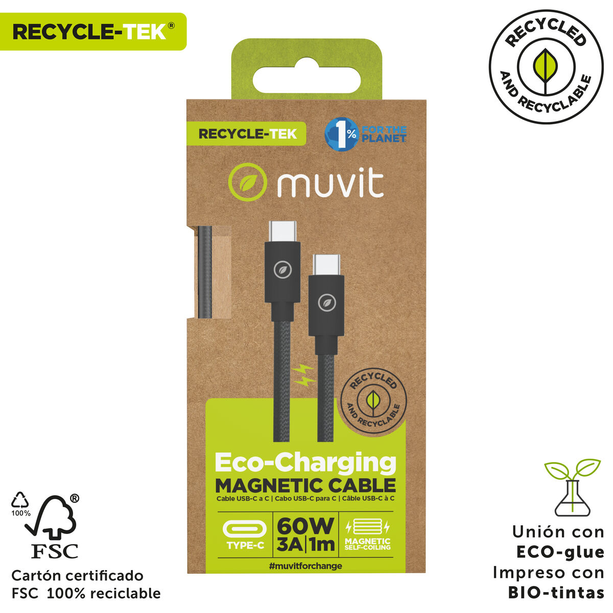 Magnetic Cables Muvit DC-363C-C Black 1 m