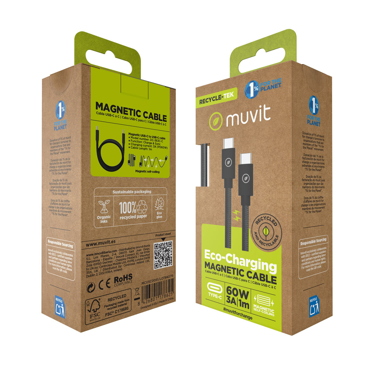 Magnetic Cables Muvit DC-363C-C Black 1 m