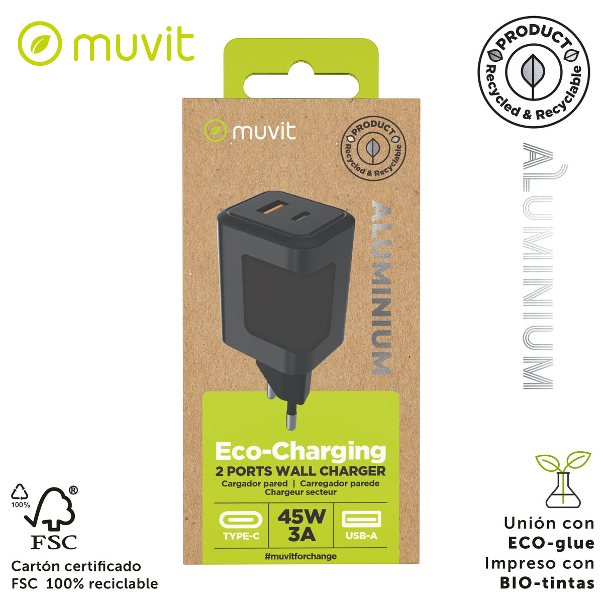 Wall Charger Muvit WCEU66-45-AC White 45 W