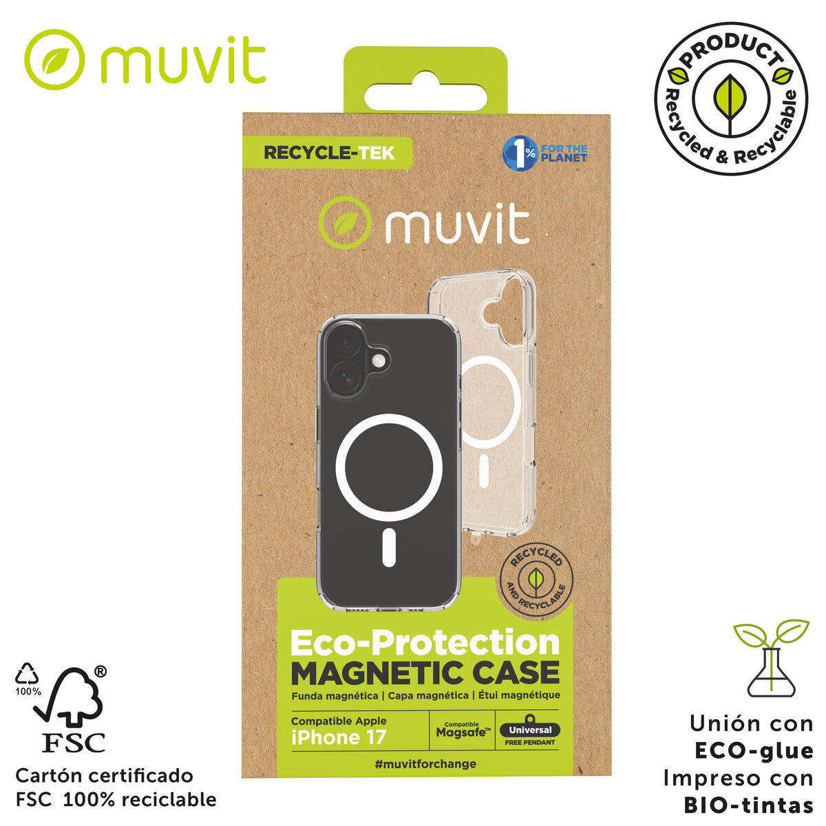 Mobile cover Muvit for Change iPhone 17 Transparent