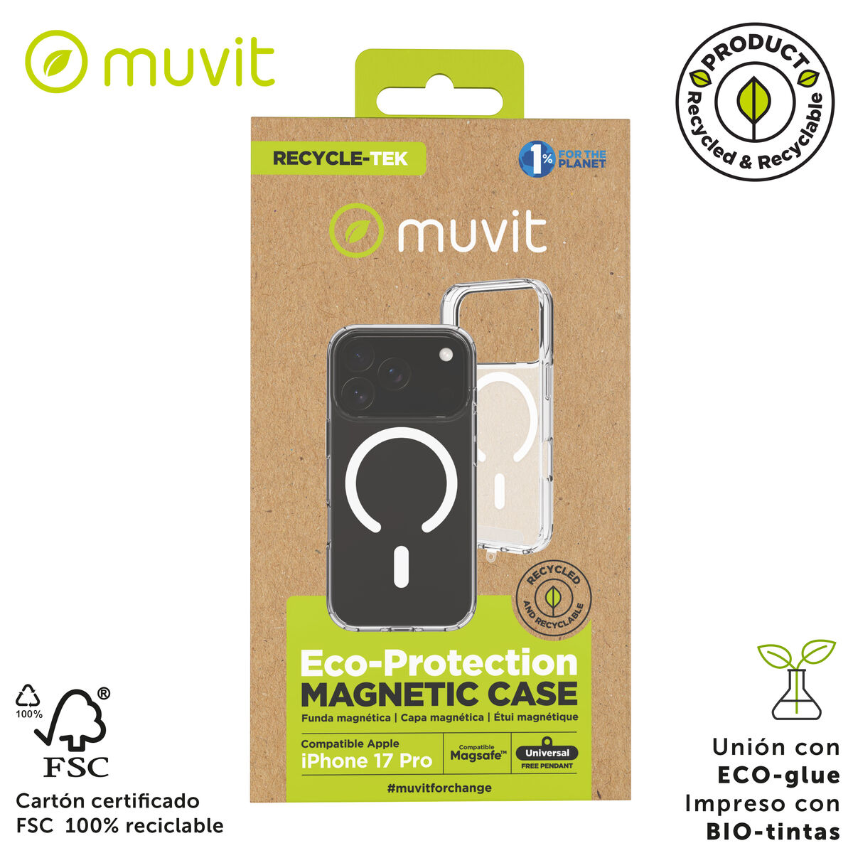 Mobile cover Muvit for Change iPhone 17 Pro Transparent