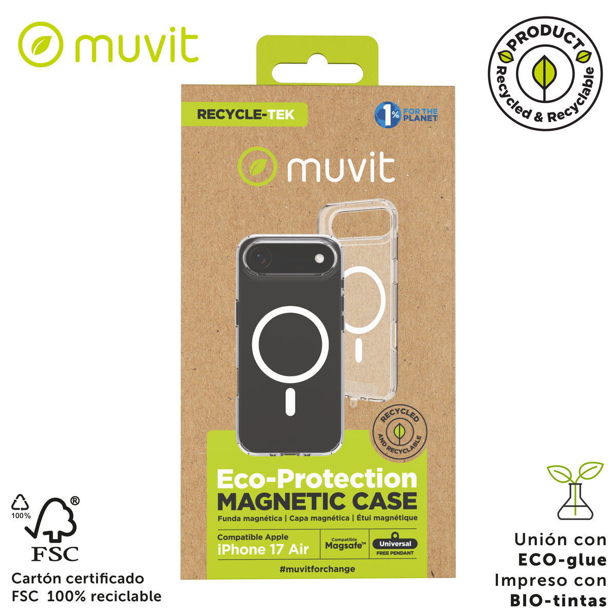 Mobile cover Muvit for Change iPhone Air Transparent