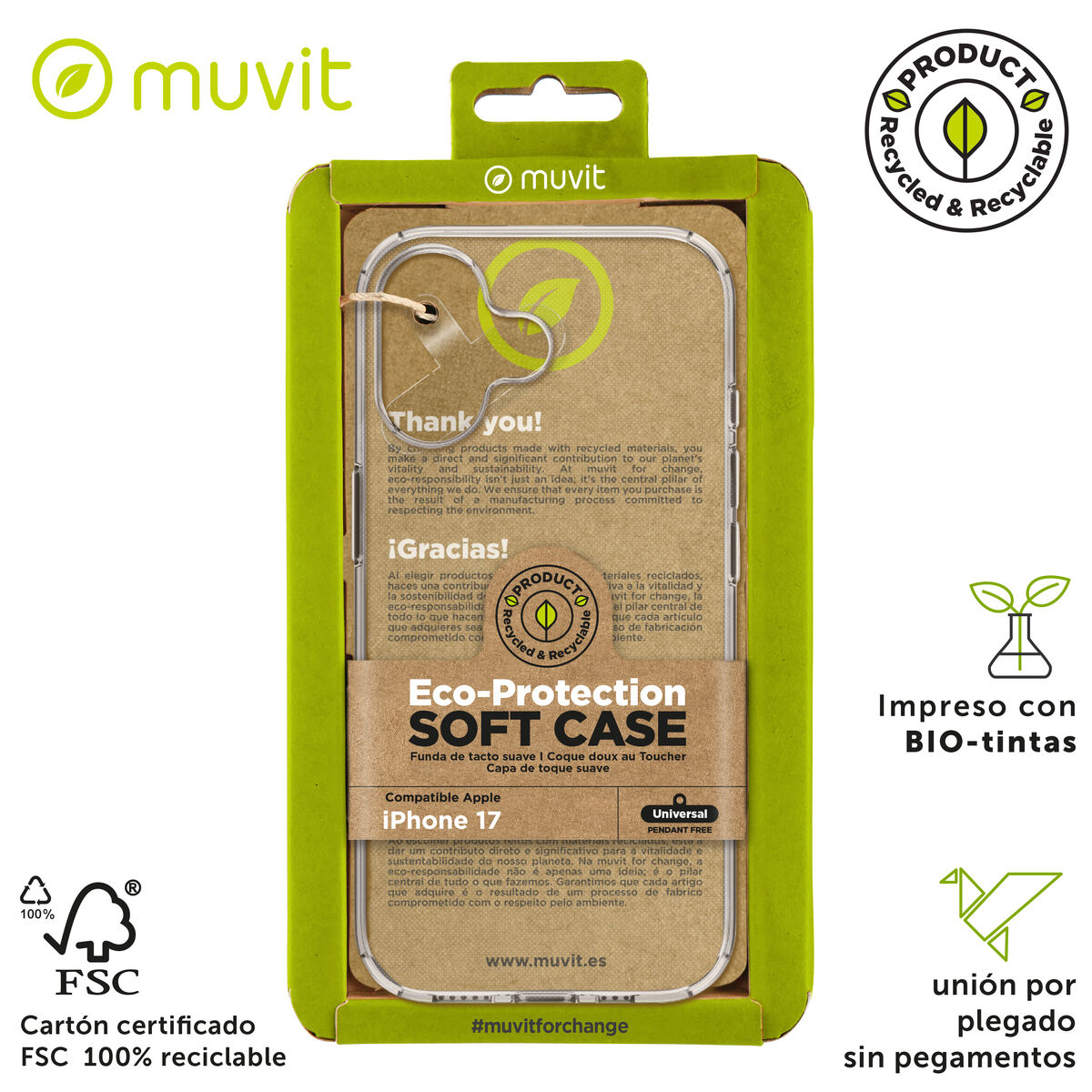 Mobile cover Muvit for Change iPhone 17 Transparent